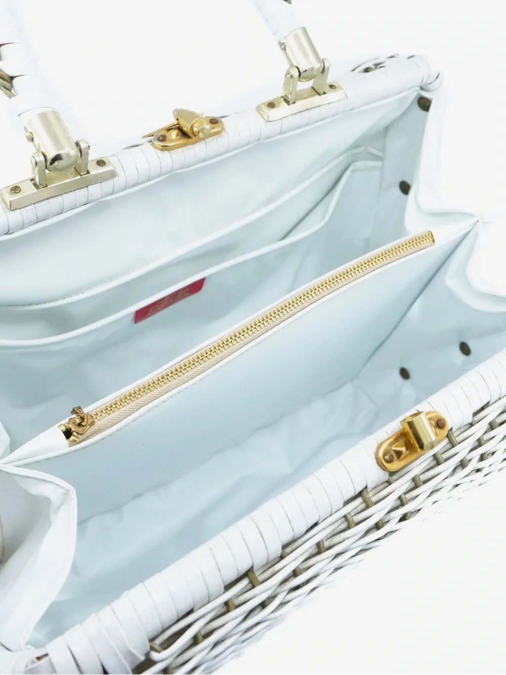 Woven White Rattan Top-Handle Bag